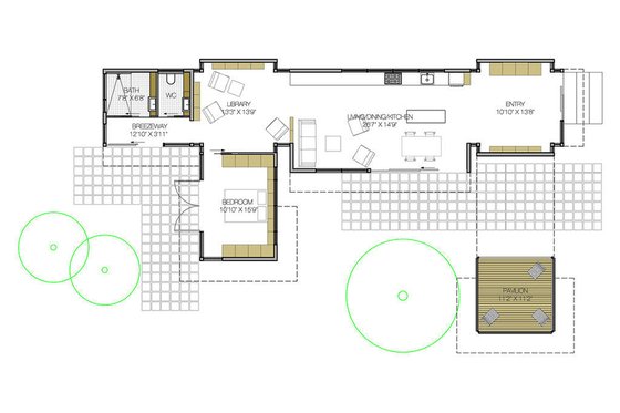 Floor Plan - Main Floor for Modern House Plan #897-2 - 1 bed, 1 bath