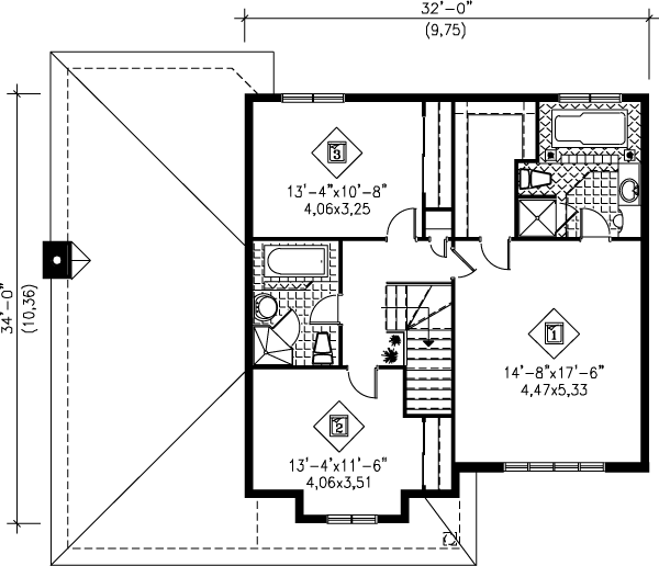 Traditional Floor Plan - Upper Floor Plan #25-2199