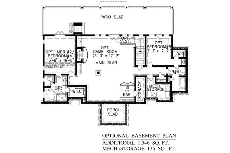 House Plan Design - Floor Plan - Lower Floor for Ranch House Plan #54-429 - 3 bed, 2.5 bath