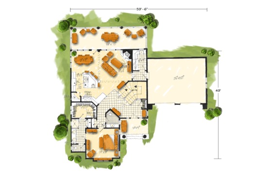 Floor Plan - Main Floor for Cabin House Plan #942-41 - 5 bed, 3.5 bath
