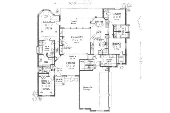Floor Plan - Main Floor for European House Plan #310-389 - 4 bed, 4 bath