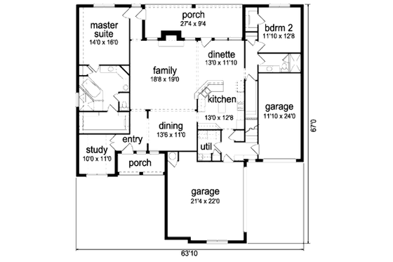 Floor Plan - Main Floor for Traditional House Plan #84-381 - 3 bed, 3 bath