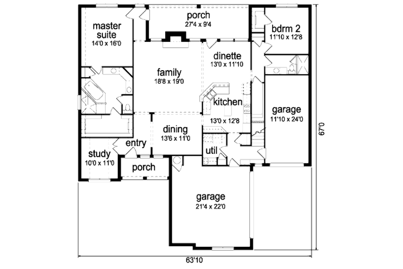 Home Plan - Floor Plan - Main Floor for Traditional House Plan #84-381 - 3 bed, 3 bath