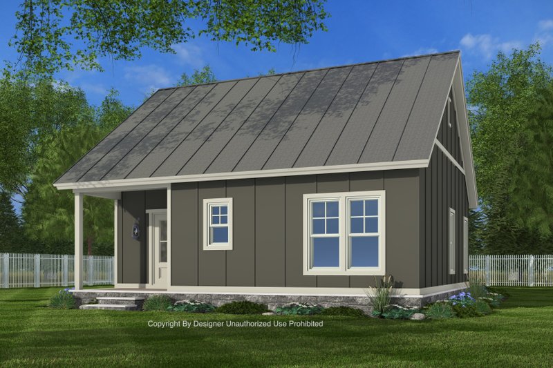 House Blueprint - Exterior - Rear Elevation 1 for Craftsman House Plan #51-1433 - 1 bed, 1 bath