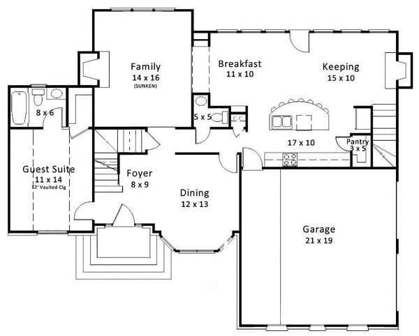 House Design - European Floor Plan - Main Floor Plan #119-127