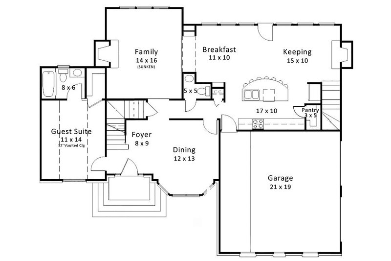 Dream House Plan - Floor Plan - Main Floor for European House Plan #119-127 - 5 bed, 3.5 bath
