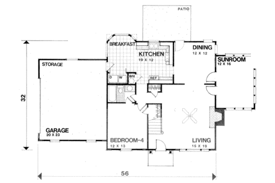 Floor Plan - Main Floor for European House Plan #56-171 - 5 bed, 3 bath