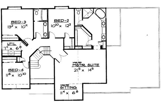 Floor Plan - Upper Floor for Traditional House Plan #308-156 - 5 bed, 2.5 bath