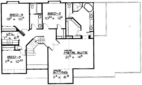 Traditional Floor Plan - Upper Floor Plan #308-156