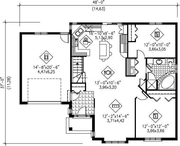 Dream House Plan - Ranch Floor Plan - Main Floor Plan #25-1033