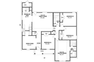Floor Plan - Main Floor for Ranch House Plan #81-261 - 4 bed, 2 bath
