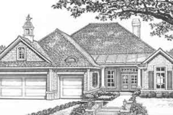 Exterior - Front Elevation for European House Plan #310-418 - 3 bed, 2 bath