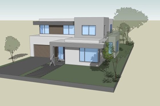 Exterior - Front Elevation for Modern House Plan #496-25 - 4 bed, 2.5 bath