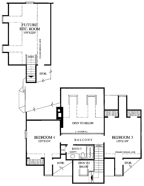 Southern Floor Plan - Upper Floor Plan #137-169