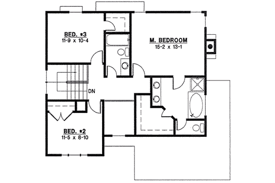 Floor Plan - Upper Floor for Farmhouse House Plan #67-851 - 3 bed, 2 bath