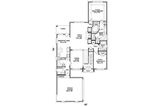 Floor Plan - Main Floor for European House Plan #81-277 - 3 bed, 3 bath