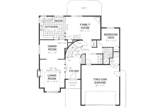 Floor Plan - Main Floor for Traditional House Plan #18-9318 - 4 bed, 3 bath