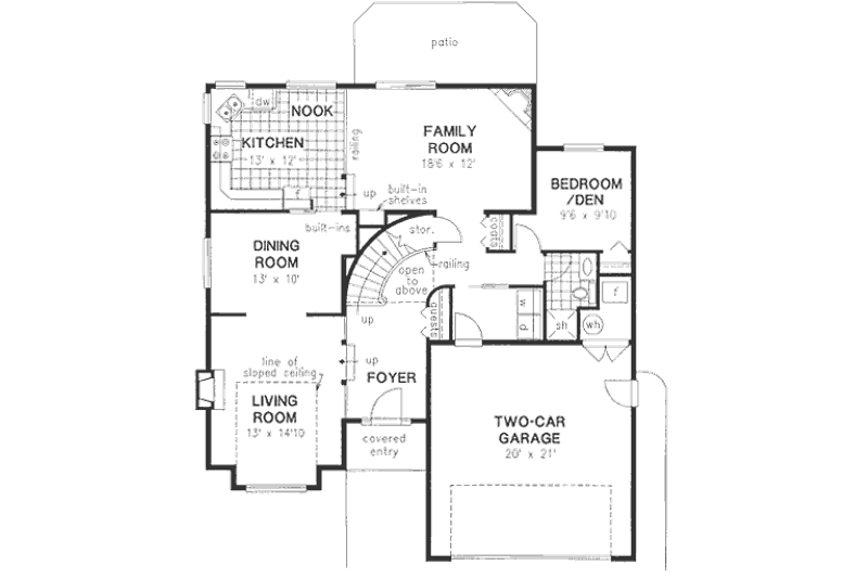 House Plan Design - Floor Plan - Main Floor for Traditional House Plan #18-9318 - 4 bed, 3 bath