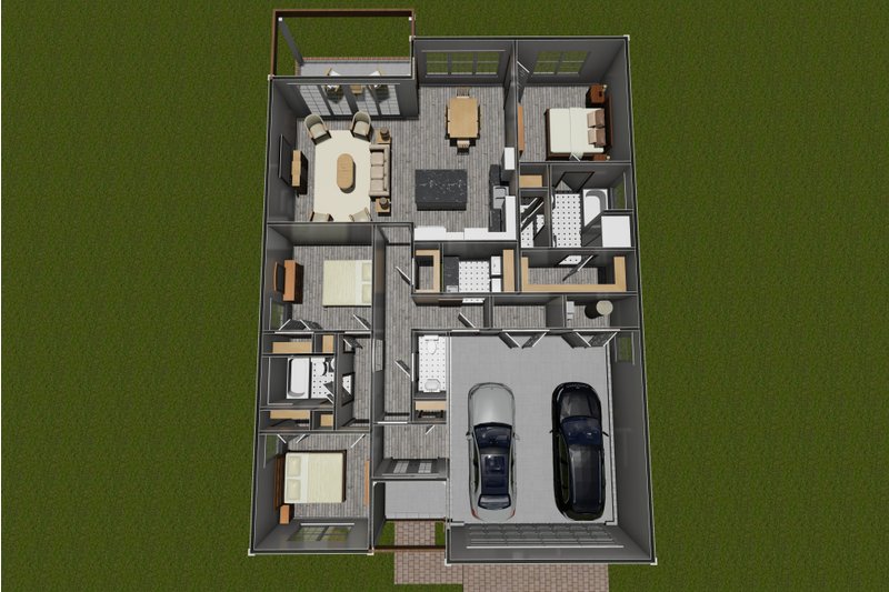 House Plan Design - Floor Plan - Main Floor 1 for Cottage House Plan #513-2202 - 3 bed, 2.5 bath
