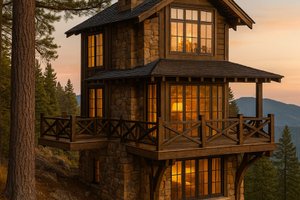 Cabin Exterior - Front Elevation Plan #928-362