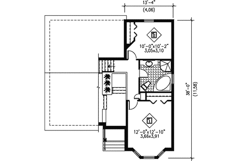 House Design - Floor Plan - Upper Floor for Cottage House Plan #25-4116 - 3 bed, 2 bath
