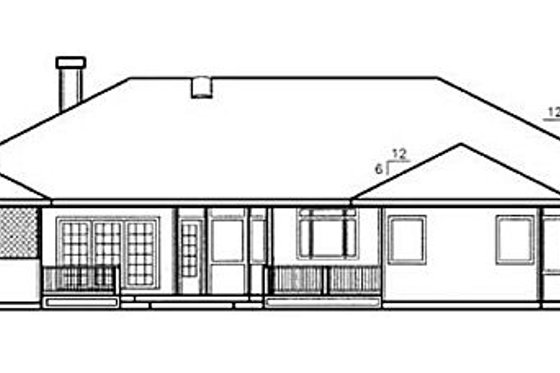 Exterior - Rear Elevation for Ranch House Plan #60-584 - 3 bed, 2.5 bath