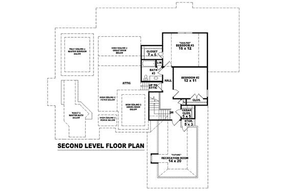 Floor Plan - Upper Floor for European House Plan #81-1204 - 3 bed, 3 bath