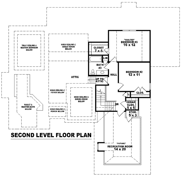Floor Plan - Upper Floor for European House Plan #81-1204 - 3 bed, 3 bath