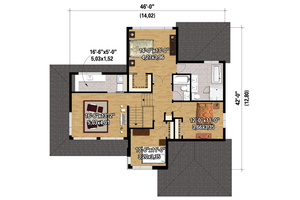 Floor Plan - Upper Floor 1 for Contemporary House Plan #25-4263 - 3 bed, 2.5 bath