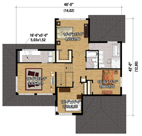 House Plan Design - Contemporary Floor Plan - Upper Floor Plan #25-4263