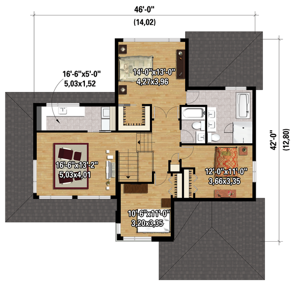 Architectural House Design - Contemporary Floor Plan - Upper Floor Plan #25-4263