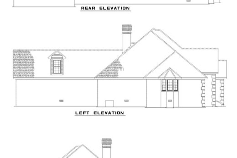 Home Plan - Exterior - Rear Elevation for European House Plan #17-3038 - 3 bed, 2.5 bath