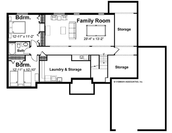 Architectural House Design - Floor Plan - Lower Floor for Farmhouse House Plan #928-430 - 5 bed, 3.5 bath