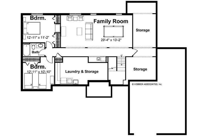 Architectural House Design - Floor Plan - Lower Floor for Farmhouse House Plan #928-430 - 5 bed, 3.5 bath