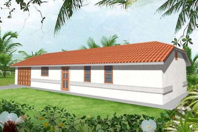 House Blueprint - Adobe / Southwestern Exterior - Front Elevation Plan #1-134