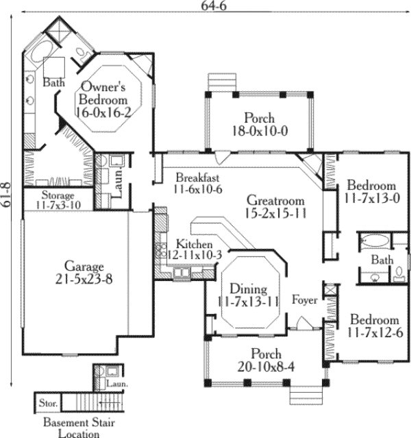 Southern Style House Plan - 3 Beds 2 Baths 1853 Sq/Ft Plan #406-193 ...