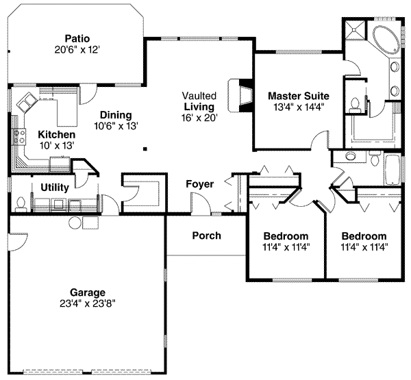 House Plan Design - Ranch Floor Plan - Main Floor Plan #124-469