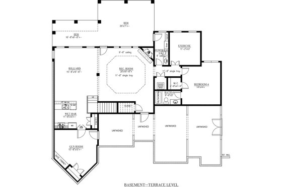 Floor Plan - Lower Floor for Craftsman House Plan #437-59 - 3 bed, 2.5 bath
