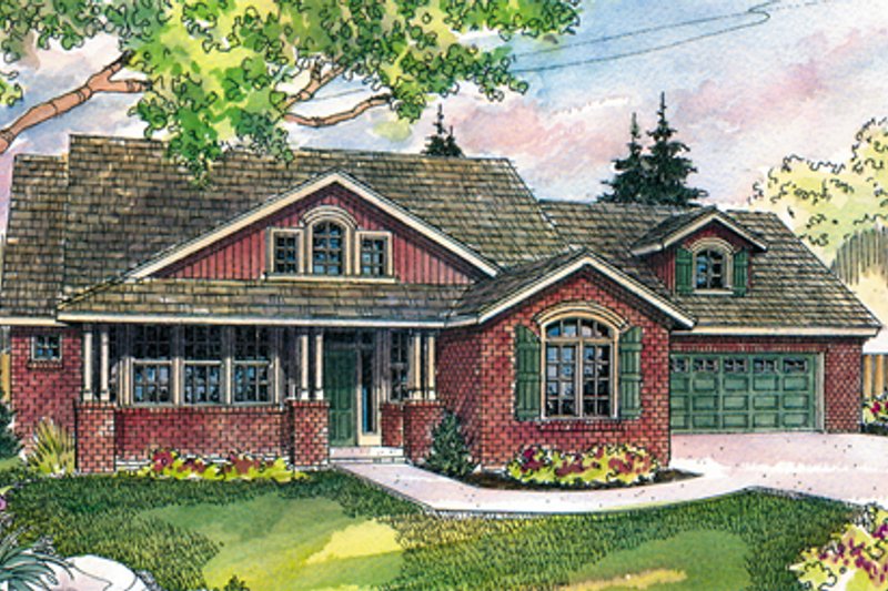 Architectural House Design - Craftsman Exterior - Front Elevation Plan #124-423