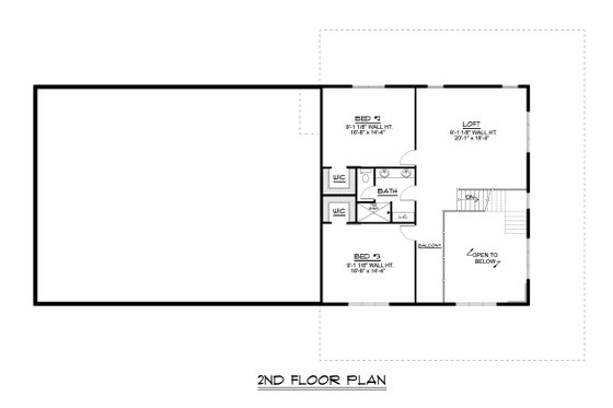 Floor Plan - Upper Floor for Barndominium House Plan #1064-265 - 3 bed, 3.5 bath