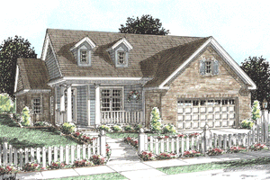 Exterior - Front Elevation 4 for Traditional House Plan #20-1586 - 3 bed, 2 bath