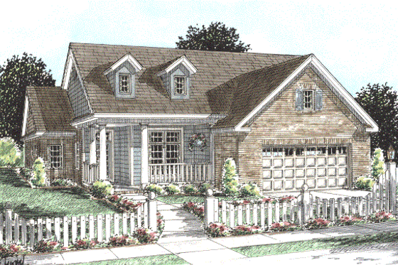 Exterior - Front Elevation 4 for Traditional House Plan #20-1586 - 3 bed, 2 bath
