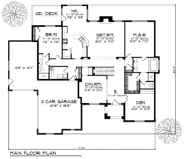 House Plan Design - European Floor Plan - Main Floor Plan #70-809