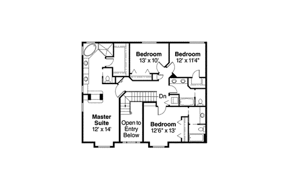 Floor Plan - Upper Floor for Farmhouse House Plan #124-529 - 4 bed, 3.5 bath