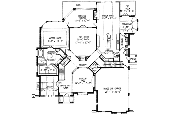 Floor Plan - Main Floor for European House Plan #54-157 - 5 bed, 4.5 bath