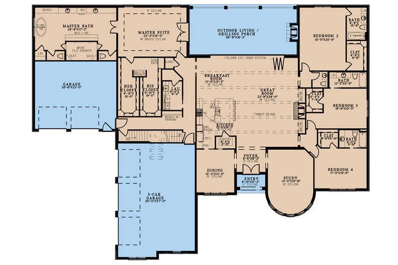 Architectural House Design - Floor Plan - Main Floor for European House Plan #923-298 - 6 bed, 7.5 bath
