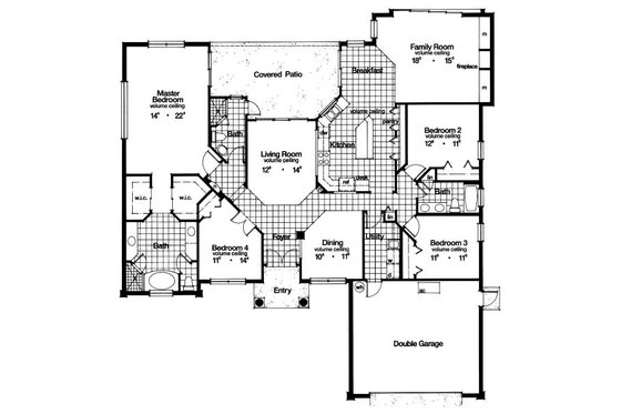 Floor Plan - Main Floor for Mediterranean House Plan #417-281 - 4 bed, 3 bath