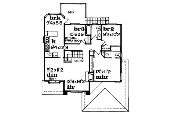 Floor Plan - Upper Floor for Traditional House Plan #47-359 - 3 bed, 2 bath