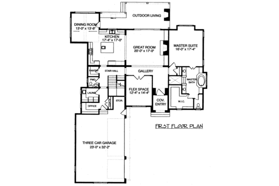 Floor Plan - Main Floor for European House Plan #413-801 - 4 bed, 3.5 bath
