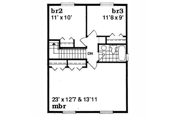 Floor Plan - Upper Floor for Traditional House Plan #47-649 - 3 bed, 3 bath